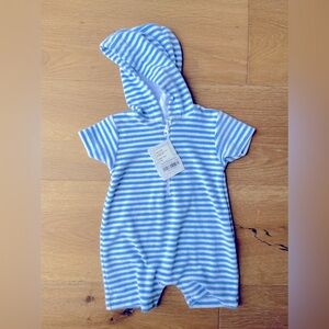 NWT - Kissy Kissy Boys Hooded Terry Romper - 3-6m